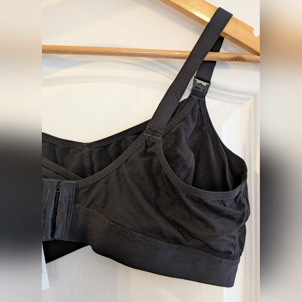 Momcozy Bamboo Hands-Free Nursing & Pumping Bra Black Size 2XL V-neck Maternity